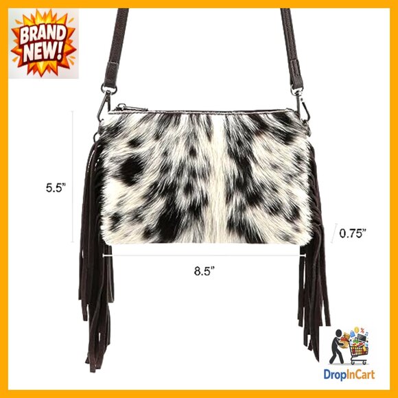 Western Style Crossbody Wristlet Purse Genuine Leather Quilted Pattern Chic - Picture 4 of 7